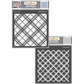 CrafTreat Reusable Plaid Stencils for Painting on Wood - 2 Step Plaid Stencil and Plaid Combo - 2 Pcs - 6X6 Inches - Plaid Home Decor Layered Stencils for Painting - Check Stencils for Background