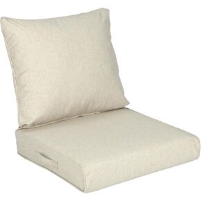 Aoodor 23" x 26" Patio Deep Seat Cushion Set, Water Resistant & Fade Resistant Outdoor Furniture Cushions with Adjustable Straps for Patio, Deck, Garden, Khaki