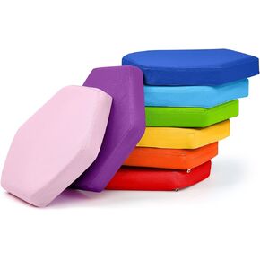 8 Pcs Extra Thick Flexible Seating Floor Cushions Assorted Colored Floor Pillow Classroom Floor Seating Soft Floor Seat Cushion for Kids Learning Sitting Daycare School Chair (Bright Colors,Hexagon)