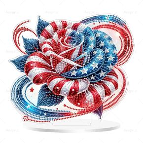 Aeepics DIY Diamond Art Tabletop Kit for Adults, Acrylic Desktop Diamonds Painting Kit Ornament, Stand Up Diamond Art Painting Board Kit (Eagle and American Flag)