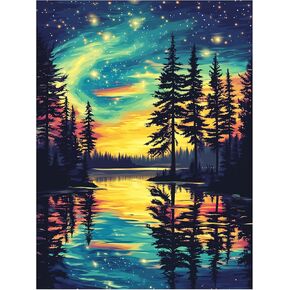 Starry Forest Diamond Art Kits for Adults,Full Drill Diamond Paintings for Beginners, Round 5D Landscape Paint with Diamond Pictures Dot Gem Art Kit DIY Crafts for Home Decor Gift 12x16inch
