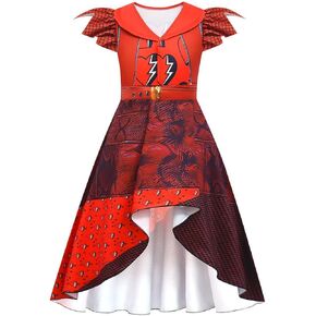 Girls Rise Red Costume Descendants 4 Halloween Birthday Party Dress Cosplay Outfits