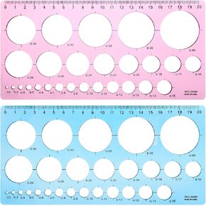 2pcs Circle Drawing Ruler Circle Stencil Geometric for Drawing Drafting Circle Templates for Painting Stencils Measuring Tools Transparent Templates Rulers for Office School Plastic