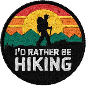 I'd Rather Be Hiking Patch for Clothes – Embroidered Iron on Patch for Backpack Jacket - Fabric Sports Patches for Clothes Souvenirs & Gifts ID45095