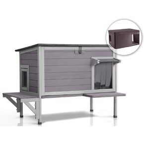 GUTINNEEN Insulated Outdoor Cat House for Winter Feral Cat Shelter Weatherproof Expandable