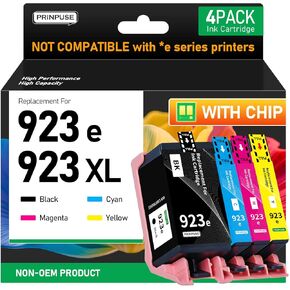 923 Ink Cartridges 4 Pack with chip Remanufactured Replacements for HP 923xl Ink Cartridge Combo Pack 923e 923 XL for HP Printers OfficeJet 8120 8122 8124 8125 8130 8132 8134 8135 8138 8139