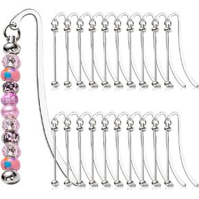 20 Pack Beadable Bookmarks, Metal Blank Bar Beaded Bookmark, DIY Bulk Beading Book Markers for Beads Jewelry Pendant Keychain Charms DIY Crafts Making