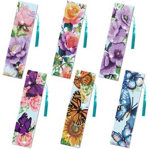 6Pcs Summer Ocean 5D Diamond Art Bookmarks Sea Diamond DIY Painting Bookmarks Lighthouse Sailboat Beach Starfish Rhinestones Beaded Acrylic Tassel Bookmark for Adult Beginner Crafts