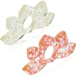 2 Pieces Dried Flower Resin Book Page Holder, Transparent Lotus Thumb Book Page Holder, Book Accessories for Reading Lovers, Meaningful Gifts for Book Lovers Teachers Students