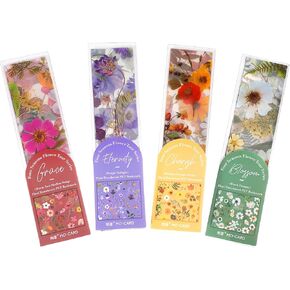 Lusofie 4 Pack Floral Bookmarks for Women & Book Lovers - Unique Flower & Plant PET Bookmarks for Readers, Mothers Day, Birthday, Book Club