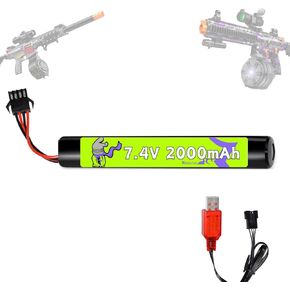 7.4V 2000mAh SM4P 10C Battery for RC Airsoft Soft Bullet Toy with 2S SM-4P Charger(Cell*2)