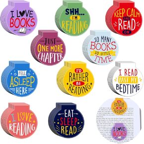 100 Pcs Magnetic Bookmarks Bulk 1.6'' Reading Theme Magnet Page Clips Small Round Book Markers for Book Reading Classroom Incentives Teaching Gifts Office Party Favor