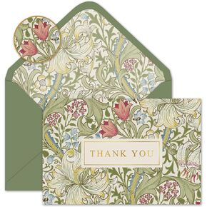 Whaline 24 Pack Plants Floral Gold Foil Thank You Cards Bulk Green Flower Greeting Cards with Envelope Sticker Vintage Blank Note Cards for Birthday Baby Shower Party Supplies, 4 x 6 Inch