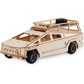 Wooden Military Truck STEM Building Kit - 3D Puzzle Model for Kids Ages 6+, 118 Piece Model with Removable Canvas Cover & All-Terrain Tires, Educational Engineering Gift for Boys