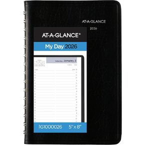 AT-A-GLANCE 2026 Appointment Book Planner, Daily, 5" x 8", Small, Quarter-Hourly, DayMinder, Black (G1000026)