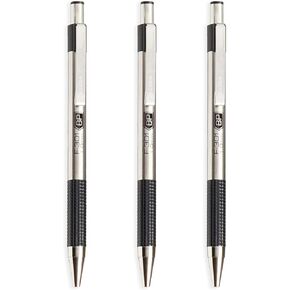 Zebra F-301 - Stainless Steel Retractable Ballpoint Pen - 1.0mm Broad - Black Ink - Pack of 3