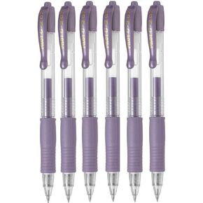 Pilot G2 07 Metallic Violet Fine Retractable Gel Ink Pen Rollerball 0.7mm Nib Tip 0.39mm Line Width Refillable BL-G2-7 (Pack Of 6)