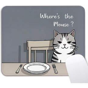 Cute Cat Mouse Pad - Cat Lovers Gifts for Home Office Desk Decor Accessories, Waterproof Non-Slip Rubber Base Funny Mousepad for Wireless Mouse 7.9x9.5 Inch