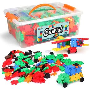 Snapid Building Bricks 400 Pcs Connecting Toy - Strong Durable Colorful Block Set w Storage, Interlinking Construction Blocks for Kids - STEM Development, Creativity and Educational Children Toys, 4+