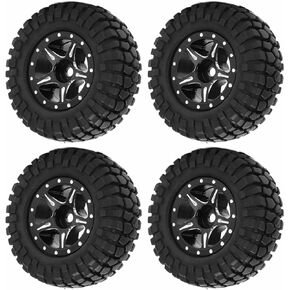1/24 RC Crawler Car Rims Tires Set, Practical Wheel Rims Tires Tyre Set for Axial Scx24 for AXI00001 for AXI90081(Black)
