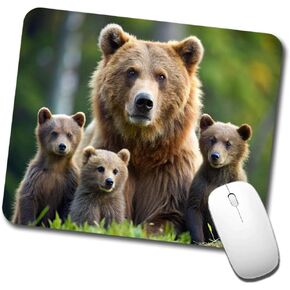 Mother Bear with Cubs Low Profile Mouse Pad Mat