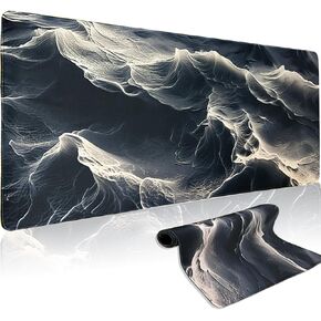 Black and White Large Mouse Pad, Extended Abstract XXL Gaming Mousepad 35.43"x15.74" Big Desk Mat with Stitched Edges Non-Slip Backing Waterproof Keyboard/Mouse/Desktop Mat for Home Office