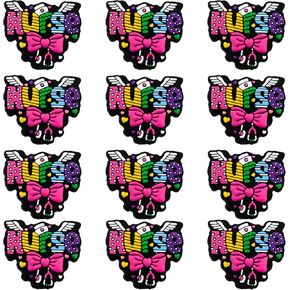 Lovymi 12PCS Medical Silicone Focal Beads for Pens, Bowknot Nurse Silicone Beads for Keychain Making DIY Handicraft