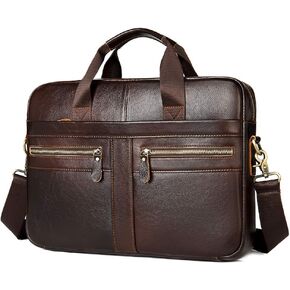 H-JUN 2099 Men's Genuine Leather Briefcase - Vintage Business Laptop Bag for Work & Travel, Classic Leather Messenger Bag, Professional Office Computer Bag with Handle