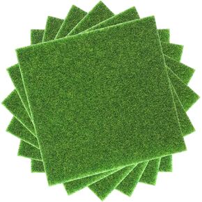 6 Pcs Faux Grass,6 X 6 Inches Fake Grass Decor for Crafts,Dollhouse Accessories Diorama Supplies for Miniature Garden DIY Decoration