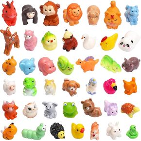 Mini Resin Animals Figures for Fairy Garden Accessories, 42 PCS Miniature Farm Animal Figurines Tiny Small Plastic Animals Bulk to Hide, Festival Rave Trinkets Little Duck Chick Pig Bunny Flamingo