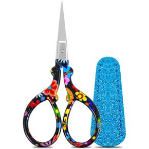 Crochet Scissors Embroidery Scissors Sewing Sharp Crafting Threading With Leather Cover Stainless Steel Vintage Craft Small Shears For Handicraft Diy Tool Crafting Thread Art Work