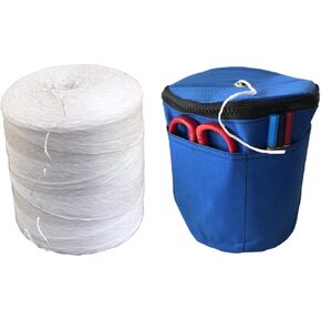 Bundle: 6300 ft Polypropylene Tomato Twine + Reusable Twine Dispenser Bag for Garden Twine String (1 Roll Twine + 1 Blue Twine Bag)