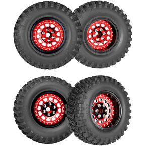 RC Adjustable 4 Offsets 2.2IN Beadlock Wheels & Tires for TRX4 AMG 6x6 / SCX10 Capra Wraith Ryft / Gen8 Everest Gen 7 Pro,Wide 1.57'' (40mm) Rims and Tires,4Pack,Black