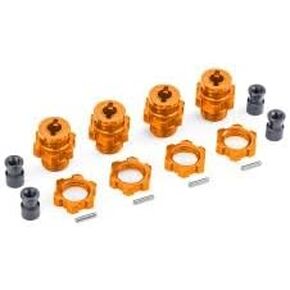 Traxxas 9086-ORNG - 17mm Aluminum Wheel Hubs/Hex Adapters (4), Orange