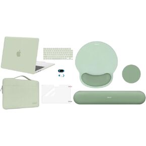MOSISO Circle Curved Wrist Rest for Mouse Pad&Keyboard&Compatible with MacBook Air 13 inch Case 2024-2022 M3 M2, Case&Bag&Keyboard Skin&Webcam Cover&Screen Film, Sage Green&Antique Green