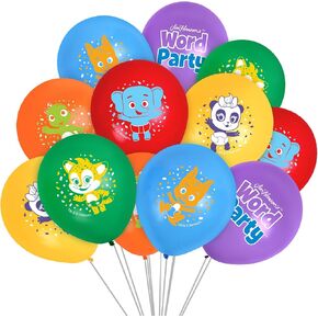 Treasures Gifted Officially Licensed Jim Henson’s Word Party Balloons - 12 Pack - 12" Word Party Birthday Balloons - Word Party Birthday Party Supplies - Latex Balloons for Word Party Birthday