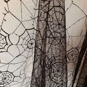Spiderweb Lace Fabric Soft Black Lace Fabric by The Yard Halloween Cobweb Tulle Fabric for DIY Dress Top Sew Party Decorative Overlays for Table,Halloween Decor (White, 3 Yard (70 x51 in))