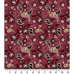 SYKEL ENTERPRISES Florida State FSU Cotton Fabric with Paisley Design-Florida State Seminoles Cotton Fabric