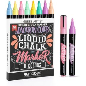 Pastel Liquid Chalk Marker Set, Reversible Tip (Bullet & Chisel) Erasable Neon Chalk marker for Chalkboard, Glass, Windows, Bistro Menu, Non-Porous Surfaces - Dust-Free & Easy to Clean