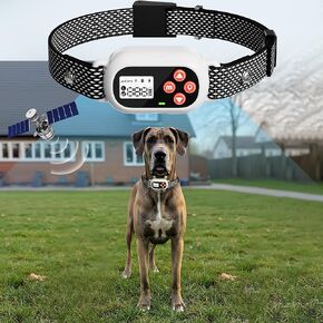 GPS Electric Dog Fence Wireless Containment System with 3 Safety Modes, Waterproof Rechargeable Collar Adjustable 25-999yd Radius for Yard/Park/Beach