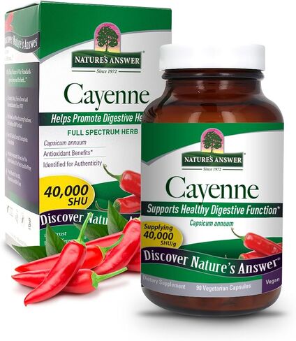 Nature's Answer Cayenne Pepper Powder Capsule Supplement, 90-Count | Natural Metabolism Booster | Promotes Cardiovascular Health | Helps with Digestion & Circulation (Pack of 1) in Saudi Arabia