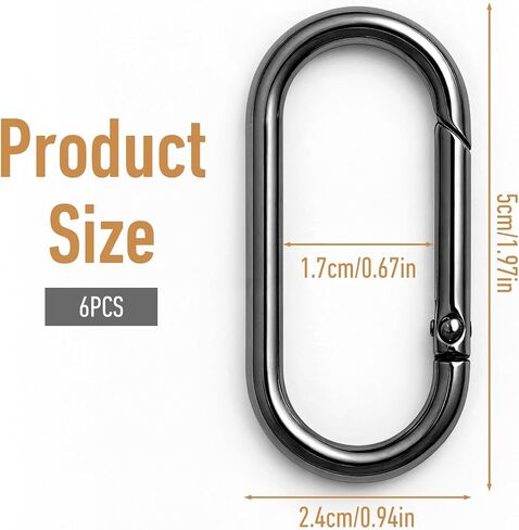 yolev 6 pcs carabiner oval carabiner ، 2 بوصة مفاتيح مقطع carabiner ، zinc alloy blup bling clips لحقائب الظهر ، المفاتيح ، حزام in Kuwait