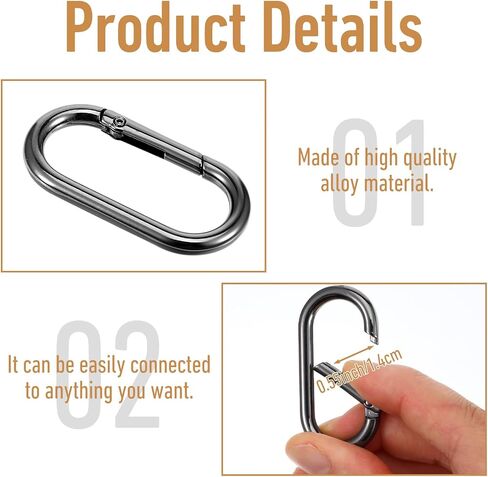 yolev 6 pcs carabiner oval carabiner ، 2 بوصة مفاتيح مقطع carabiner ، zinc alloy blup bling clips لحقائب الظهر ، المفاتيح ، حزام in Kuwait
