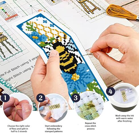 ORIGACH 6 Set Horse Cross Stitch Bookmark Kit for Beginner with Backing Felt Floss Instructions DIY Stamped Embroidery Bookmark Kit for Adults, Book Lovers in Saudi Arabia