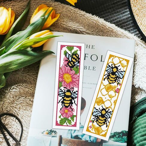 ORIGACH 6 Set Horse Cross Stitch Bookmark Kit for Beginner with Backing Felt Floss Instructions DIY Stamped Embroidery Bookmark Kit for Adults, Book Lovers in Saudi Arabia