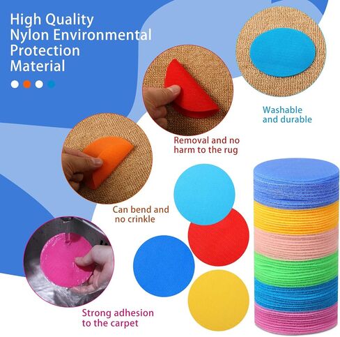 TAOBARY 240 PCS علامات السجاد نقطات الطابق علامات النقاط الأرضية ، ودوائر السجاد متعددة الألوان علامات السجاد لرياضة رياض الأطفال في مرحلة ما قبل المدرسة لوازم مدرس (لون المعكرون) in Saudi Arabia