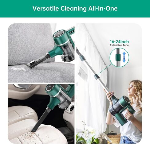 WIE Cordless Vacuum Cleaner for Home Rechargable, Powerful Suction Stick Handheld for 50+ Min Carpet Battery Lightweight, 6 LED Anti-Tangle Brush Brushless Motor Hardwood All Floor Pet Hair Car in Saudi Arabia