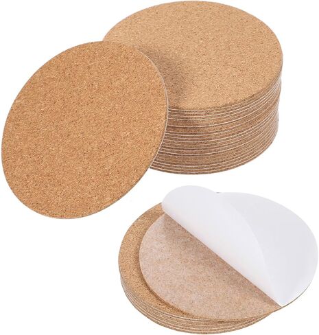 24 PCS Adhesive Cork Coasters, 4 Inch Brown Round Self Adhesive Cork for Coasters for DIY Crafts Drinks Home Tabletop Decoration in Saudi Arabia