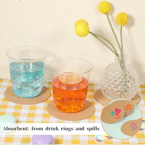 24 PCS Adhesive Cork Coasters, 4 Inch Brown Round Self Adhesive Cork for Coasters for DIY Crafts Drinks Home Tabletop Decoration in Saudi Arabia