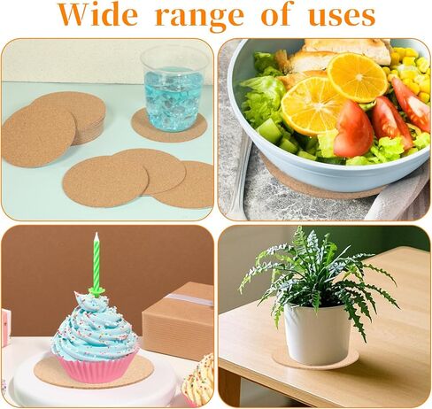 24 PCS Adhesive Cork Coasters, 4 Inch Brown Round Self Adhesive Cork for Coasters for DIY Crafts Drinks Home Tabletop Decoration in Saudi Arabia